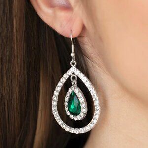 Paparazzi Jewelry Accessories - Blushing Bride - Green Earrings - Vintage